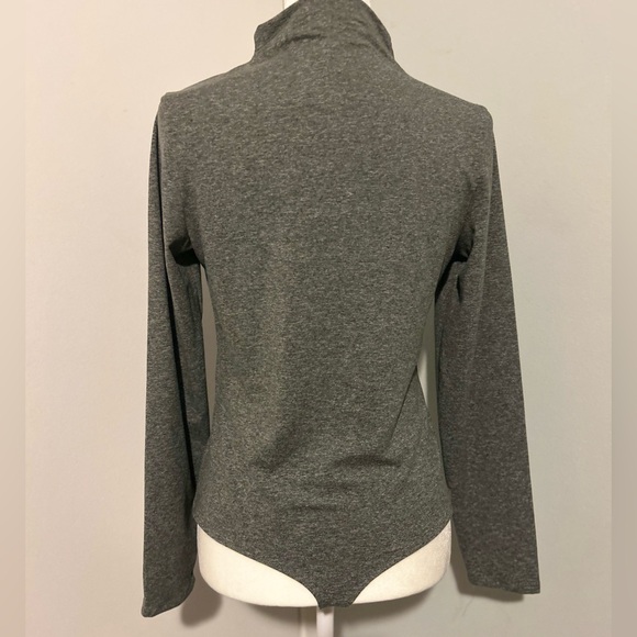 Express Body Contour Cozy Mock Neck Cutout Bodysuit, Gray Color , Size Large - Picture 4 of 7